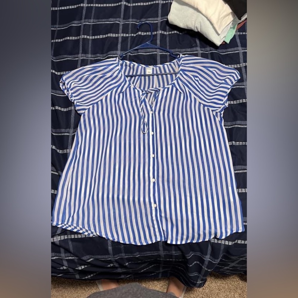 Blue/white striped blouse